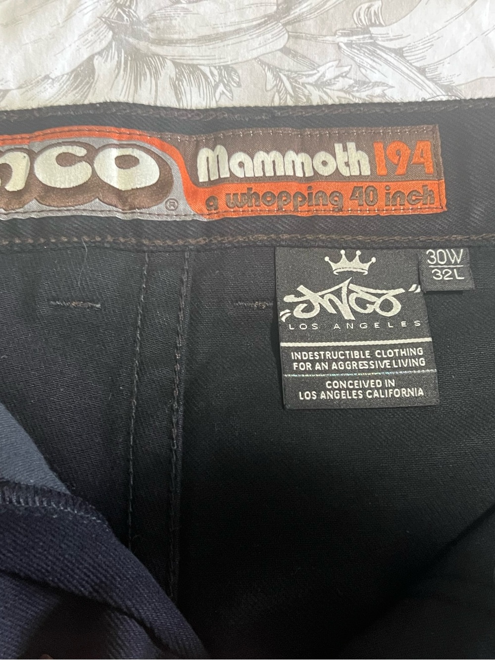 JNCO Mammoth 194 Black Jeans with Orange Accent
